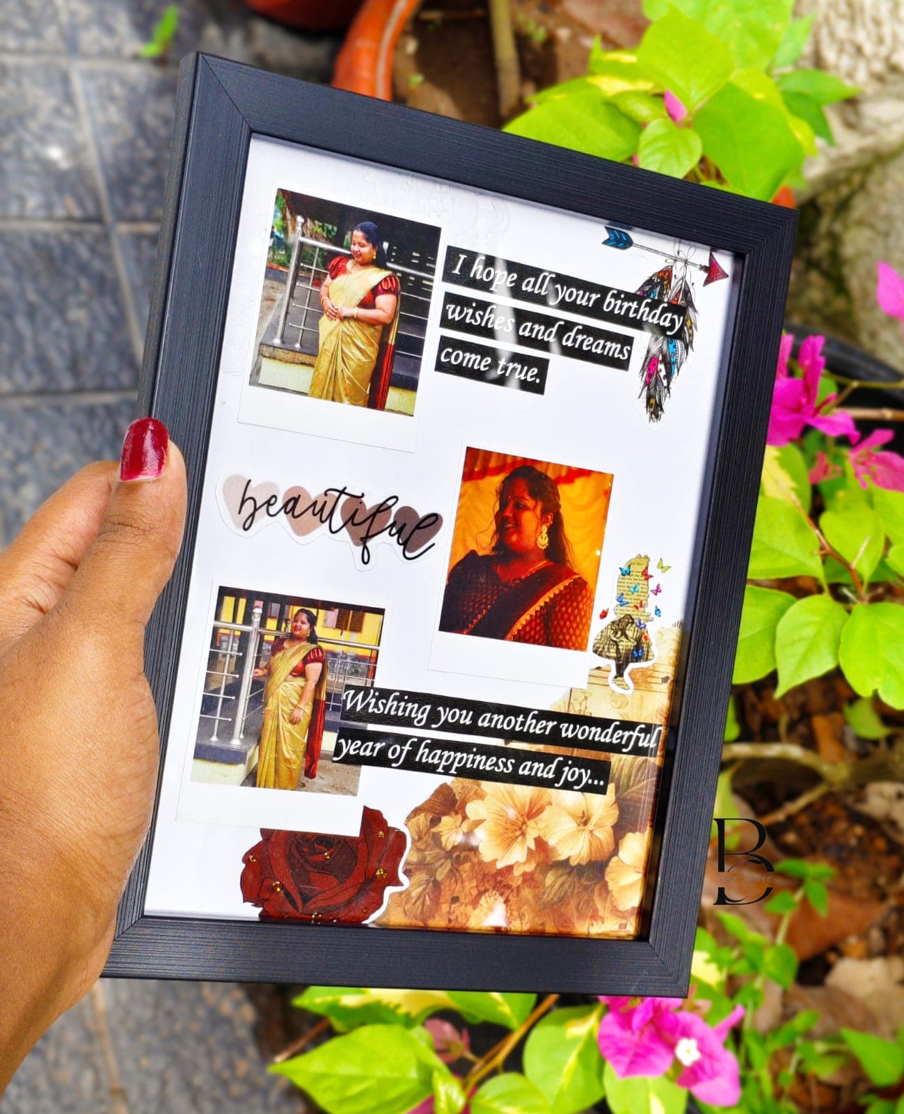 Detailed view of a handcrafted vintage photo album binding